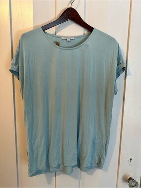 Green Envelope Light Blue Scoop Neck Short Sleeve Tee